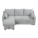 90" L-Shaped Sleeper Sofa w/ Storage Chaise, Racks & USB - Light Grey-Sleeper Sectionals-American Furniture Outlet