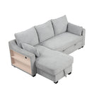 90" L-Shaped Sleeper Sofa w/ Storage Chaise, Racks & USB - Light Grey-Sleeper Sectionals-American Furniture Outlet