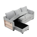 90" L-Shaped Sleeper Sofa w/ Storage Chaise, Racks & USB - Light Grey-Sleeper Sectionals-American Furniture Outlet