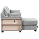 90" L-Shaped Sleeper Sofa w/ Storage Chaise, Racks & USB - Light Grey-Sleeper Sectionals-American Furniture Outlet