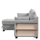 90" L-Shaped Sleeper Sofa w/ Storage Chaise, Racks & USB - Light Grey-Sleeper Sectionals-American Furniture Outlet