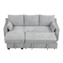 90" L-Shaped Sleeper Sofa w/ Storage Chaise, Racks & USB - Light Grey-Sleeper Sectionals-American Furniture Outlet