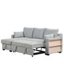 90" L-Shaped Sleeper Sofa w/ Storage Chaise, Racks & USB - Light Grey-Sleeper Sectionals-American Furniture Outlet