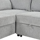 90" L-Shaped Sleeper Sofa w/ Storage Chaise, Racks & USB - Light Grey-Sleeper Sectionals-American Furniture Outlet