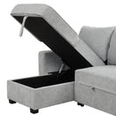 90" L-Shaped Sleeper Sofa w/ Storage Chaise, Racks & USB - Light Grey-Sleeper Sectionals-American Furniture Outlet