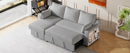 90" L-Shaped Sleeper Sofa w/ Storage Chaise, Racks & USB - Light Grey-Sleeper Sectionals-American Furniture Outlet