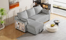 90" L-Shaped Sleeper Sofa w/ Storage Chaise, Racks & USB - Light Grey-Sleeper Sectionals-American Furniture Outlet