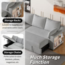 90" L-Shaped Sleeper Sofa w/ Storage Chaise, Racks & USB - Light Grey-Sleeper Sectionals-American Furniture Outlet