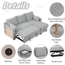 90" L-Shaped Sleeper Sofa w/ Storage Chaise, Racks & USB - Light Grey-Sleeper Sectionals-American Furniture Outlet