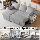 90" L-Shaped Sleeper Sofa w/ Storage Chaise, Racks & USB - Light Grey-Sleeper Sectionals-American Furniture Outlet