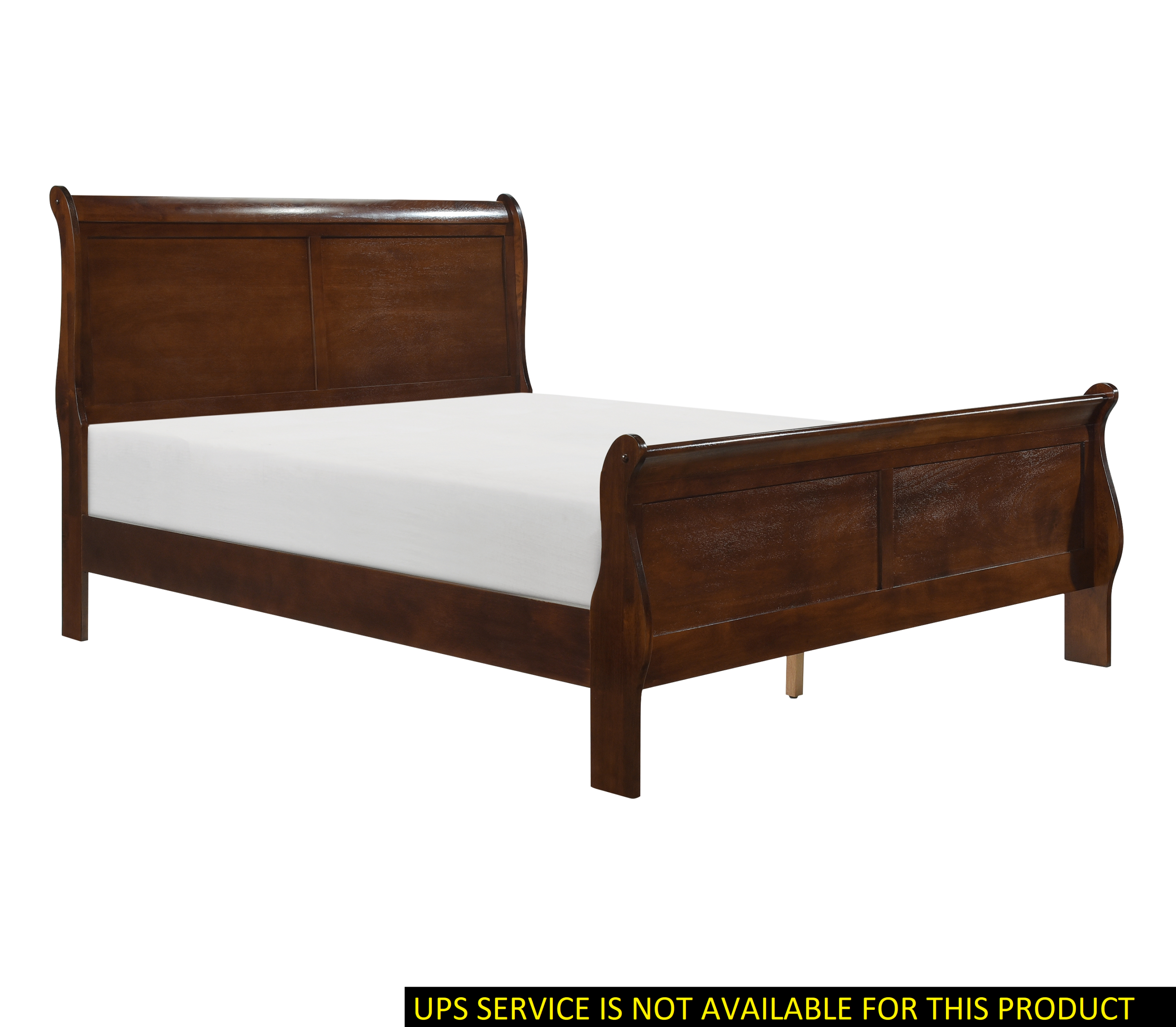 Queen Sleigh Bed Louis Philippe Style Brown Cherry Finish Traditional