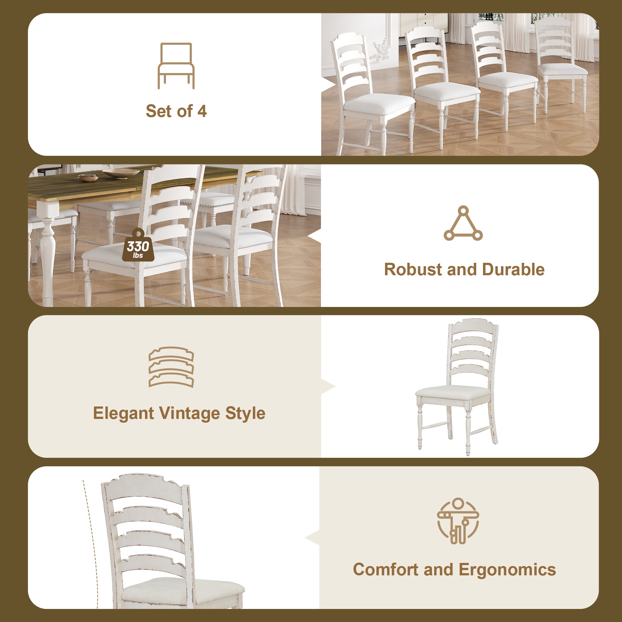 9-Pc. Extendable Dining Set, Brown/Cream