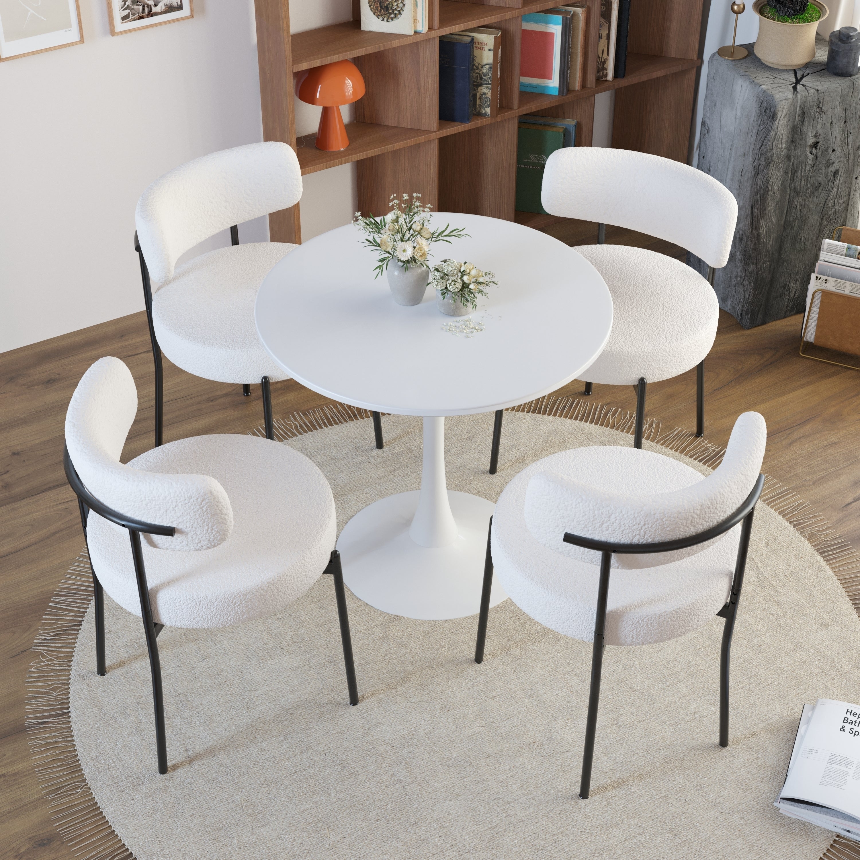 31.5" Round Dining Table Set for 4