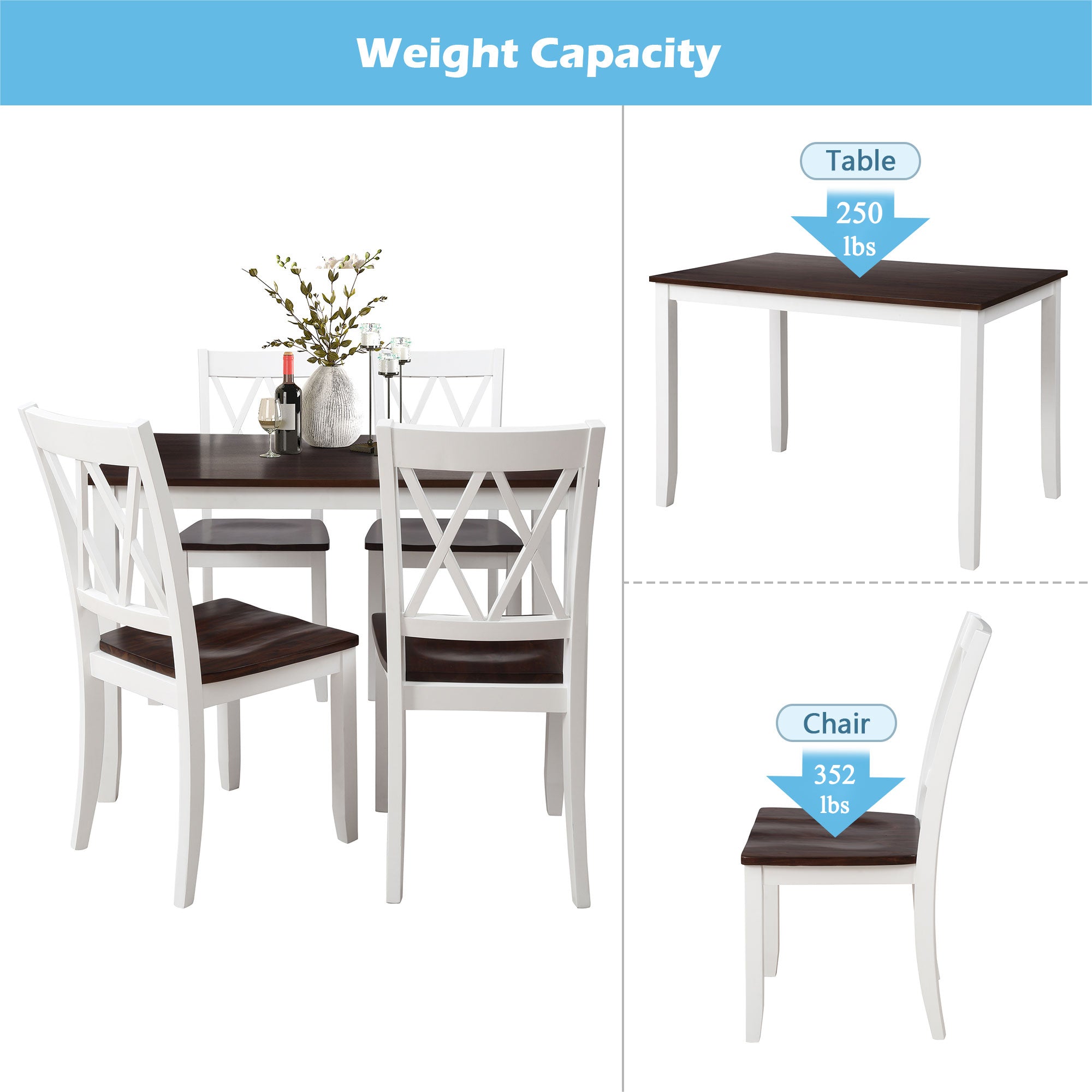 5-Piece Dining Set - Kitchen Table & Chairs