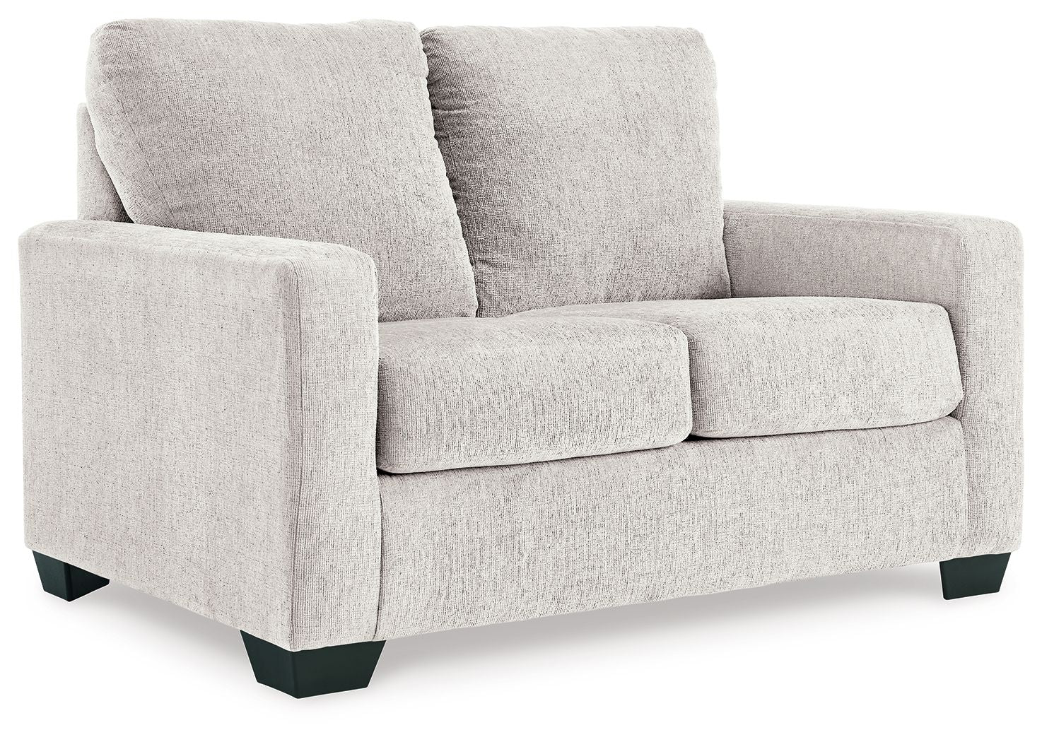 Light beige upholstered sofa with padded back and armrests