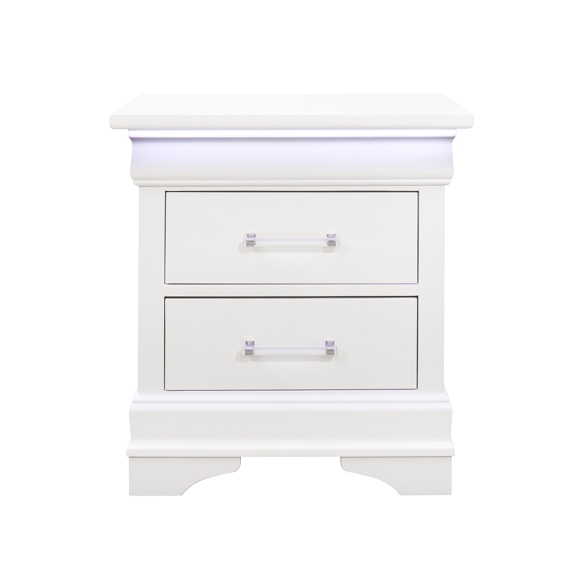 Charlston Contemporary LED Nightstand White 2 Drawers