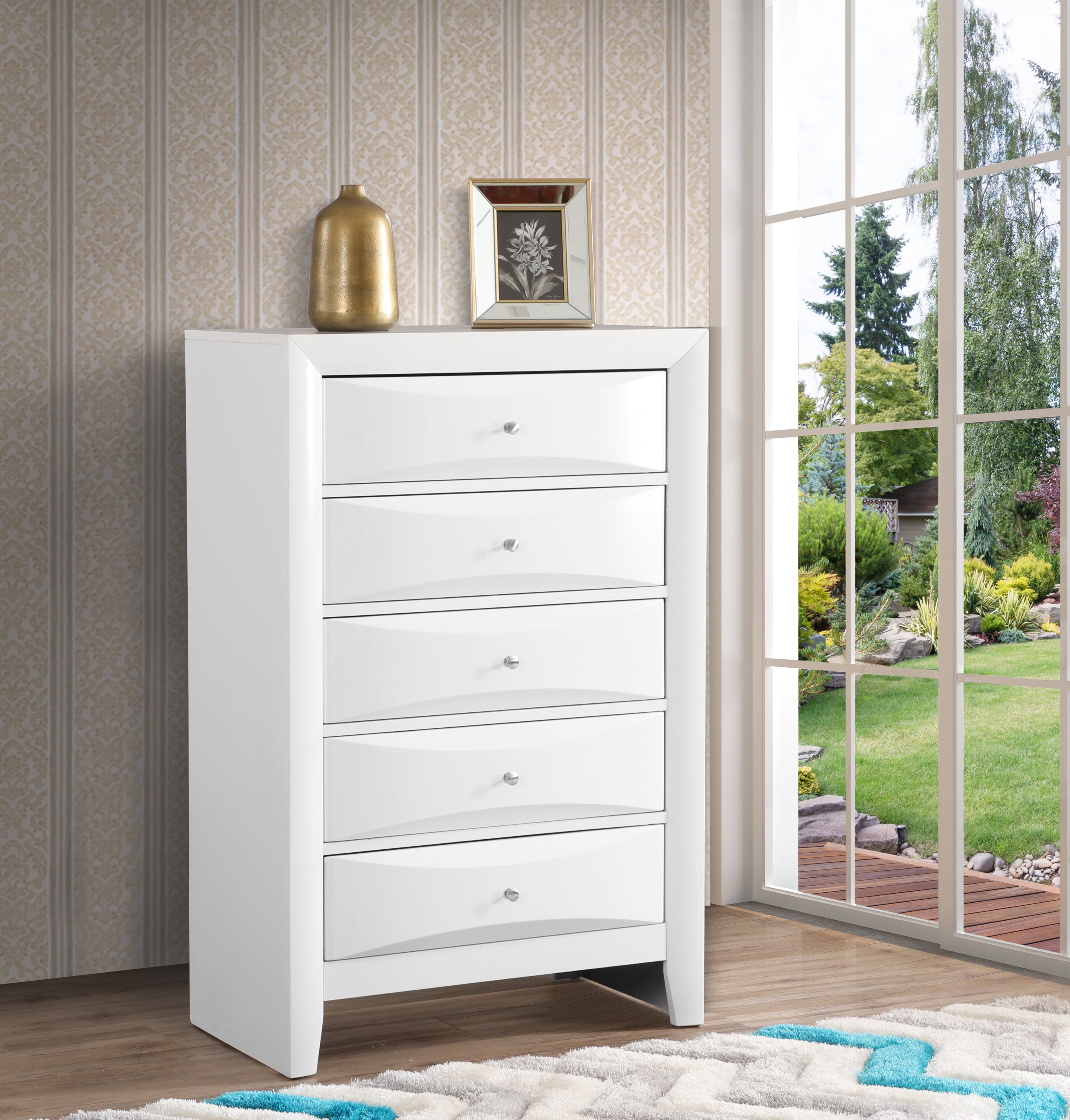 Marilla G1570-CH White Chest - Elegant Bedroom Storage Solution