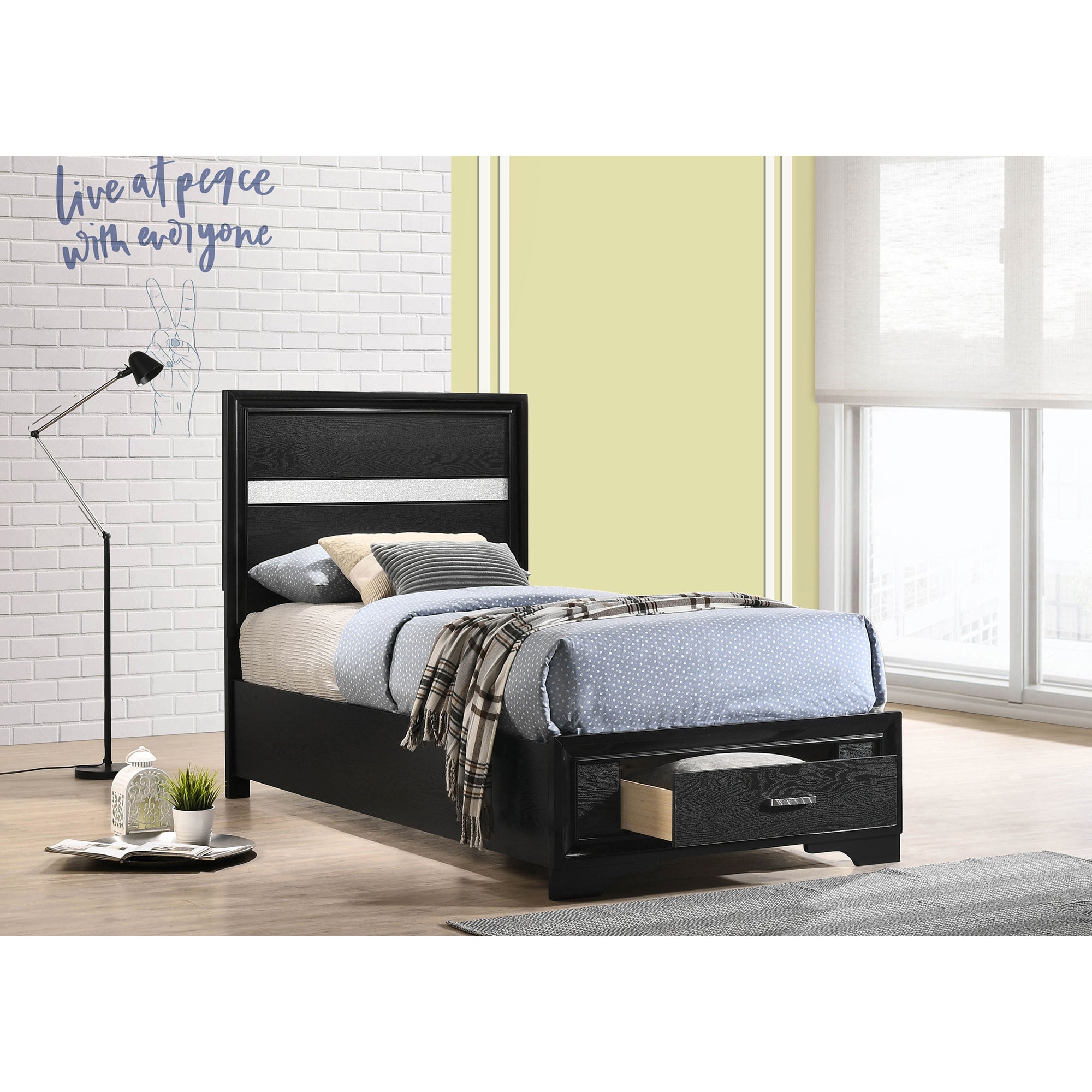 Urbana Black Twin Storage Panel Bed - Modern & Space-Saving Design