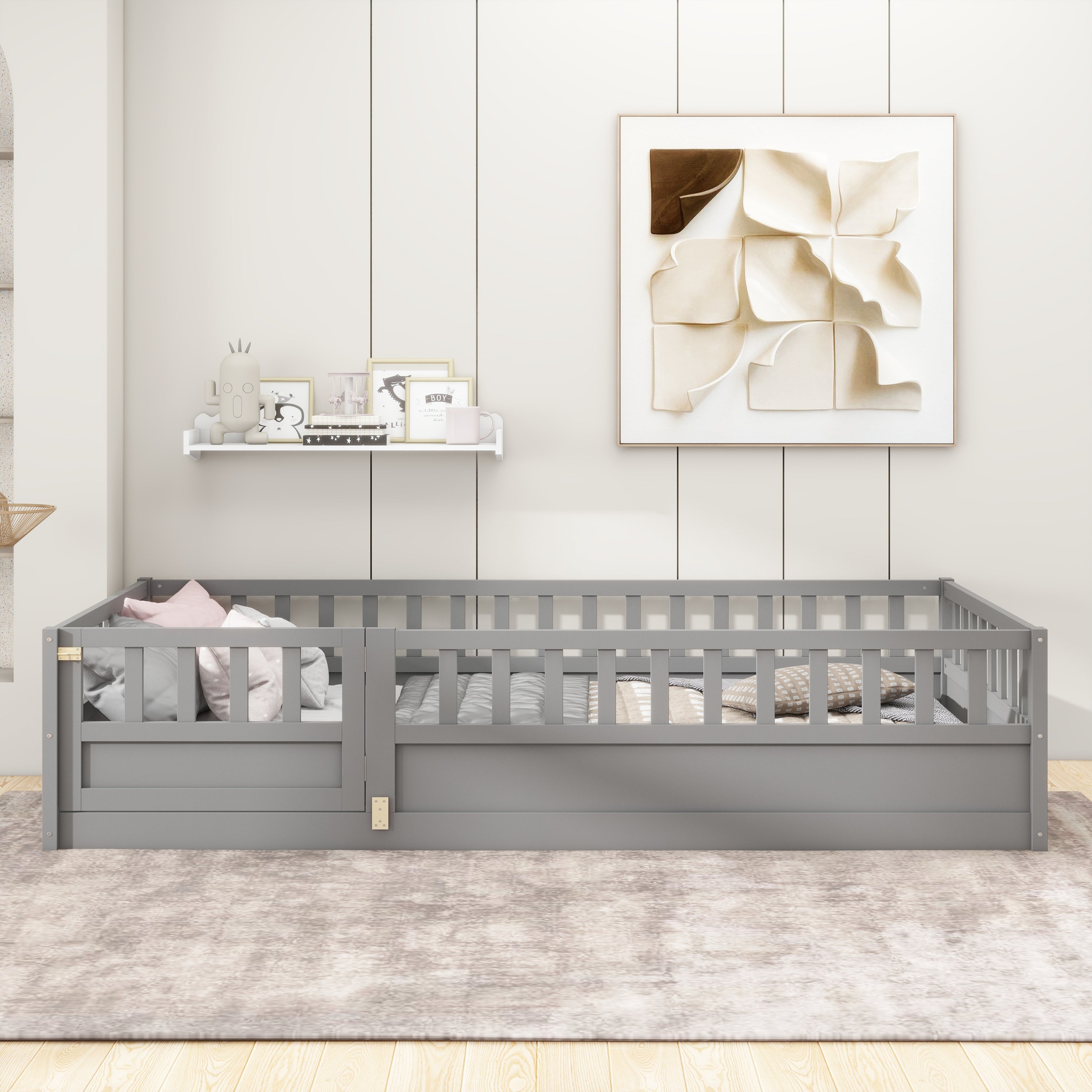 Twin Montessori Floor Bed w/ Safety Barrier