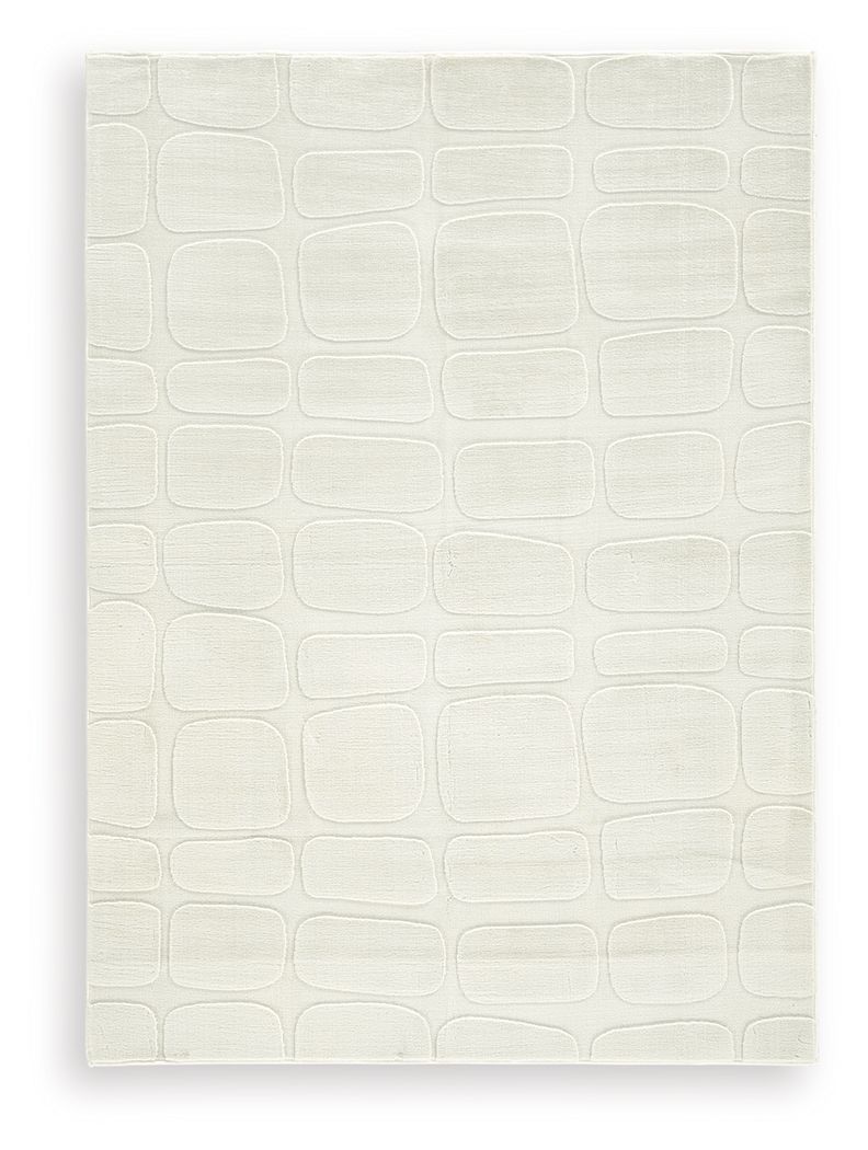 Washable beige rug square flat with raised geometric embossed design