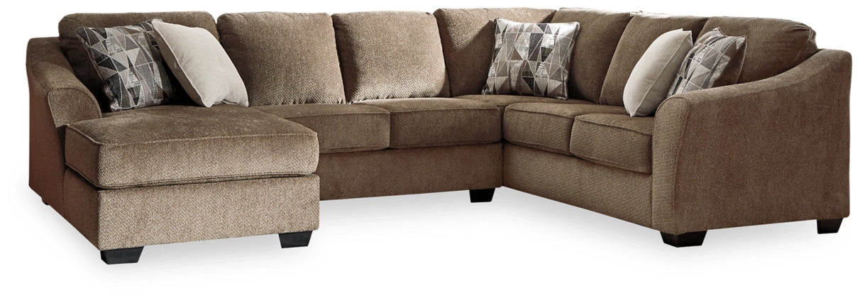 Graftin Teak Brown Sectional - Textured Chenille, Removable Cushions, Modern