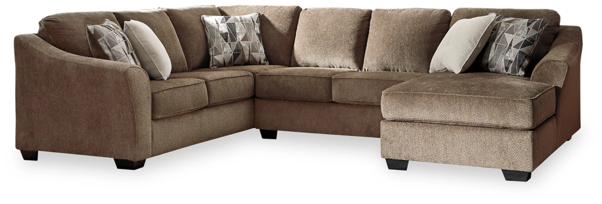 Graftin Teak Brown Sectional - Textured Chenille, Removable Cushions, Modern