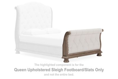Ardenfield - Light Brown - Queen Upholstered Sleigh Footboard/Slats