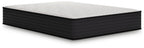 Plush mattress with textured dark cover and quilted white top surface