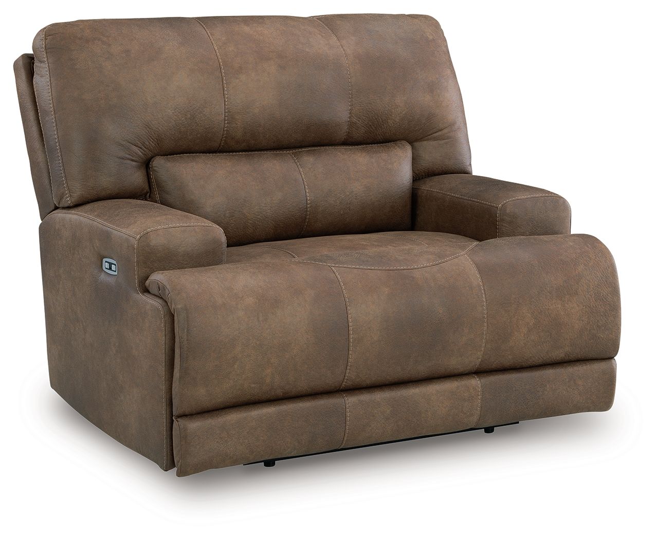 Earth power recliner with adjustable headrest, side view