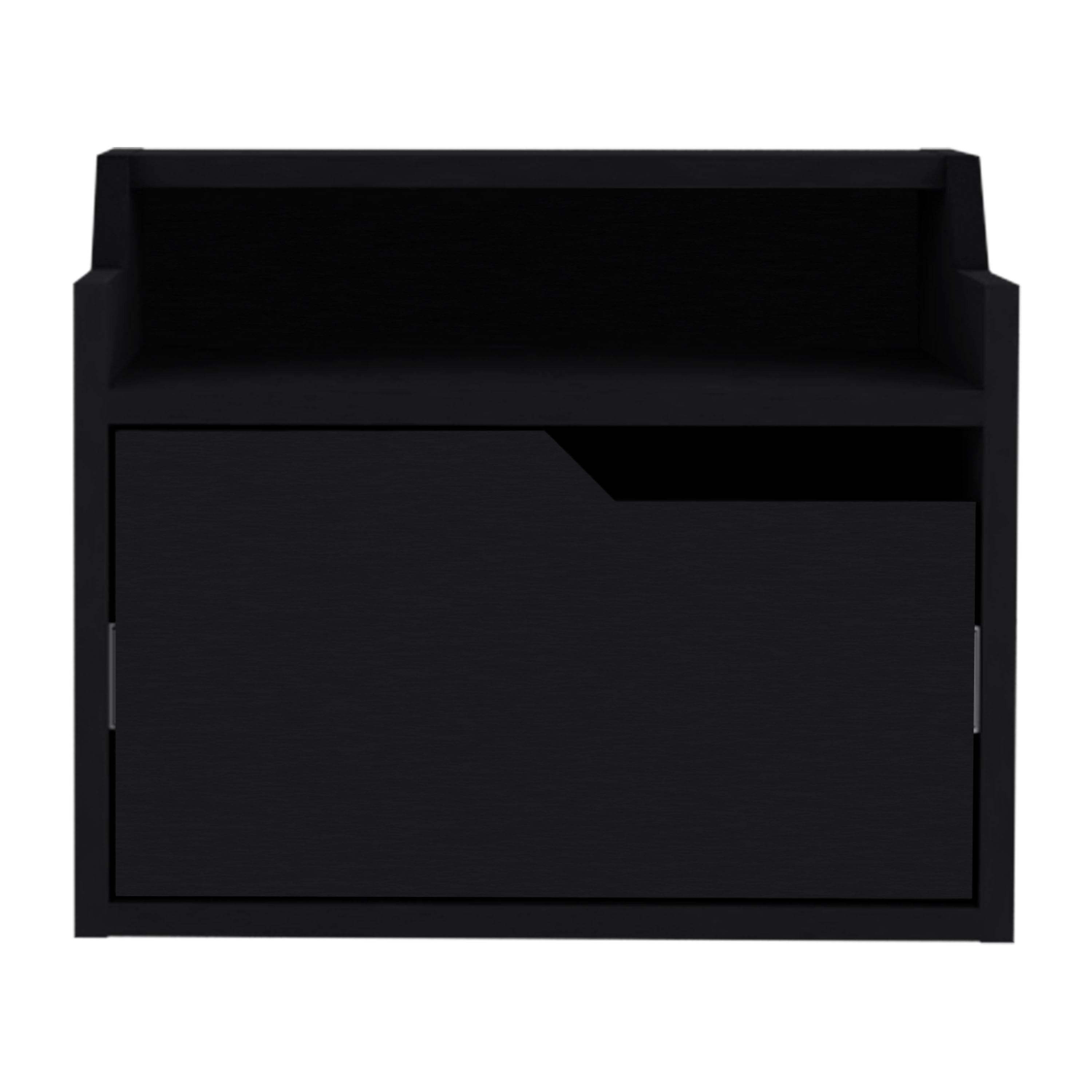 Modern Floating Nightstand | Black | Sleek 2-Tier Design