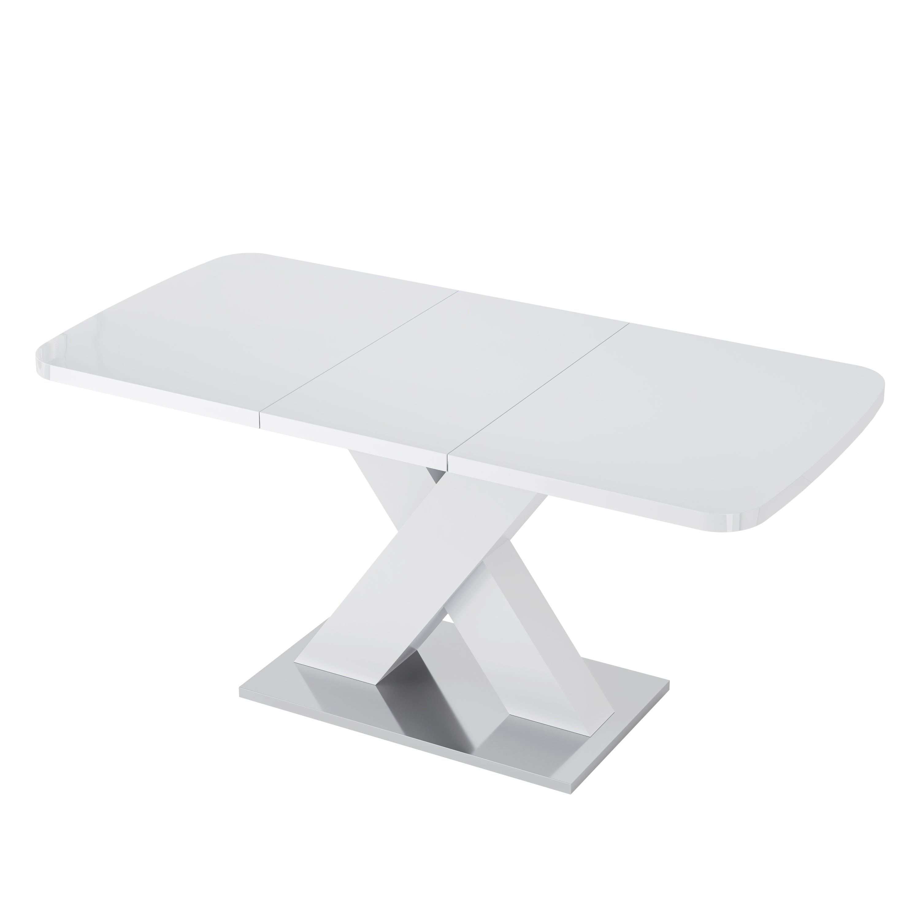 Modern White Square Dining Table - Stretchable