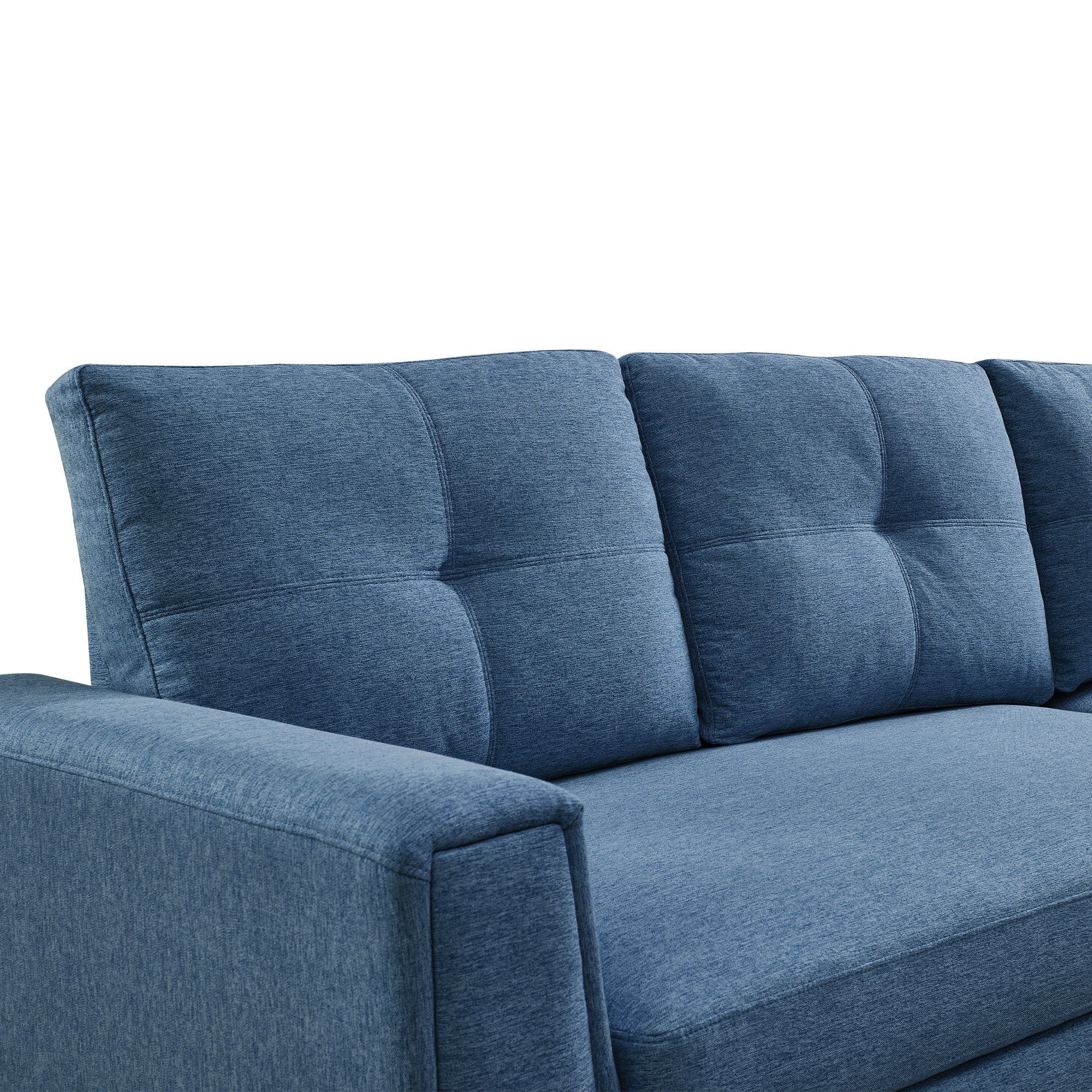 91.7" L-Shape Sleeper Sectional Sofa w/Storage Chaise - Blue Fabric-Sleeper Sectionals-American Furniture Outlet