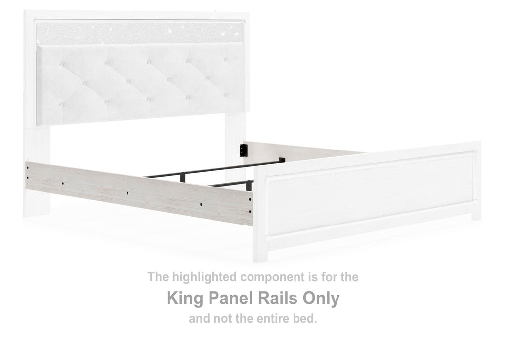 White king panel rails component with panel detailing and slat supports