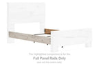 Light natural wooden full panel bed rails in a side view
