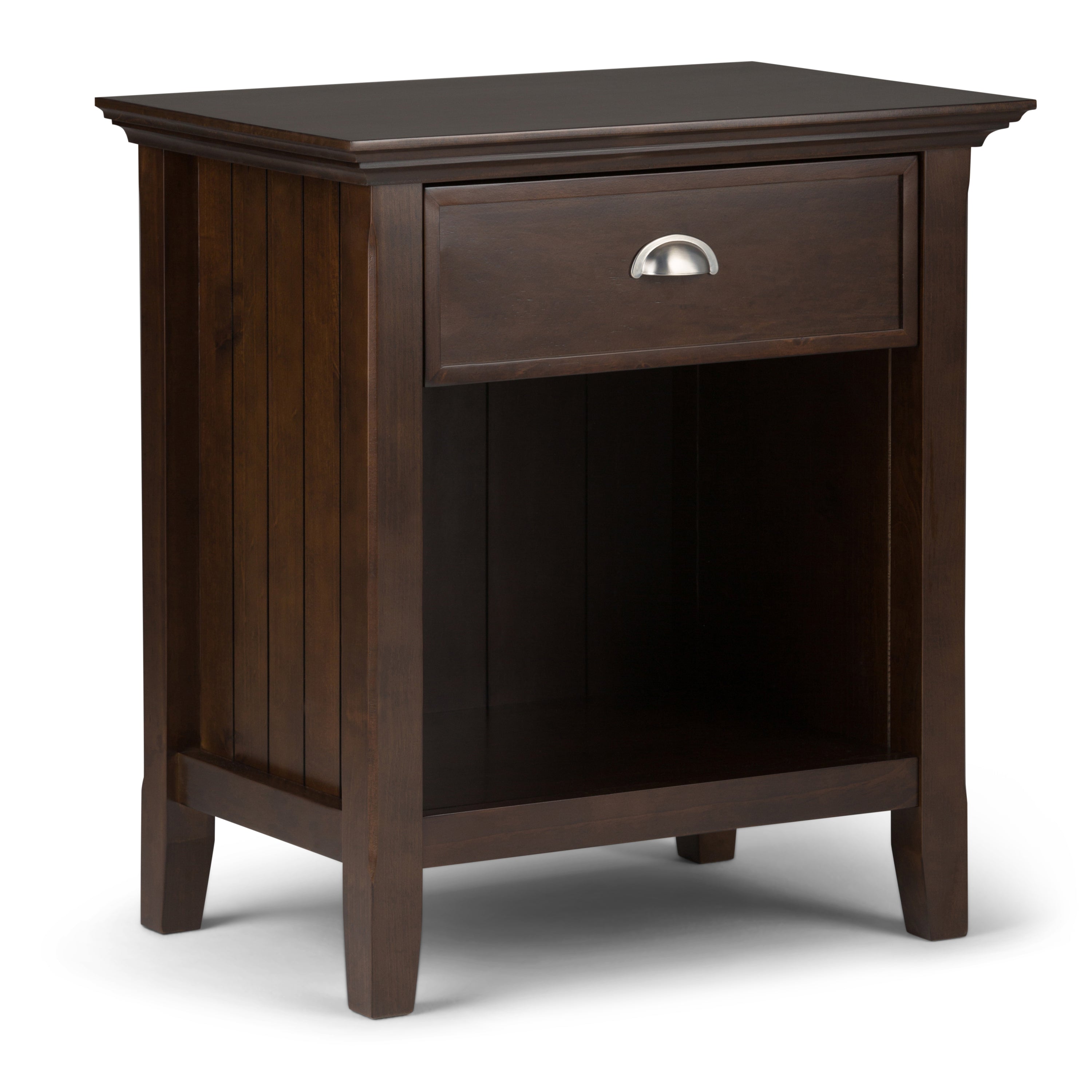Acadian Bedside Table: Elegant Brunette Brown Nightstand for Bedroom