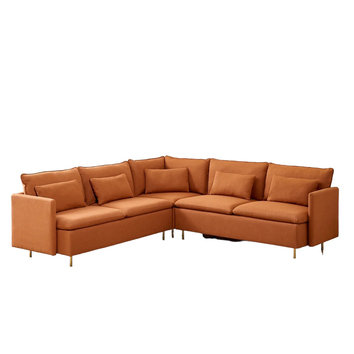 orange teddy l shaped sectional sofa 