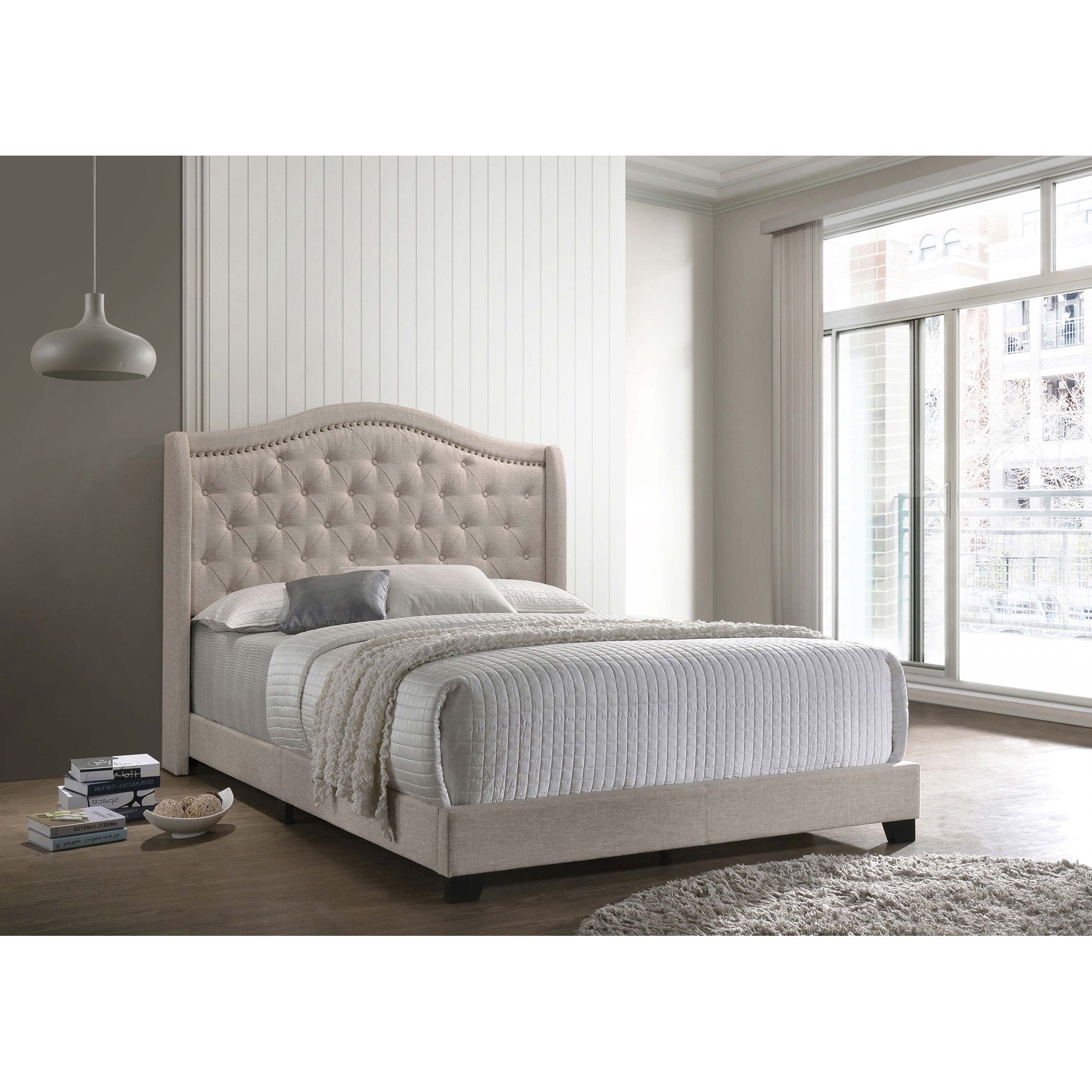 Maassluis Beige Upholstered Eastern King Bed - Luxurious Bedroom Furniture