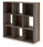 Dark brown cube organizer with open square cubbies, angled view