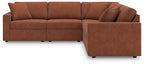 Spice brown 5-piece sectional sofa with corner chaise and multiple back cushions