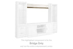 Whitewash bridge unit with two side panels and central open compartment