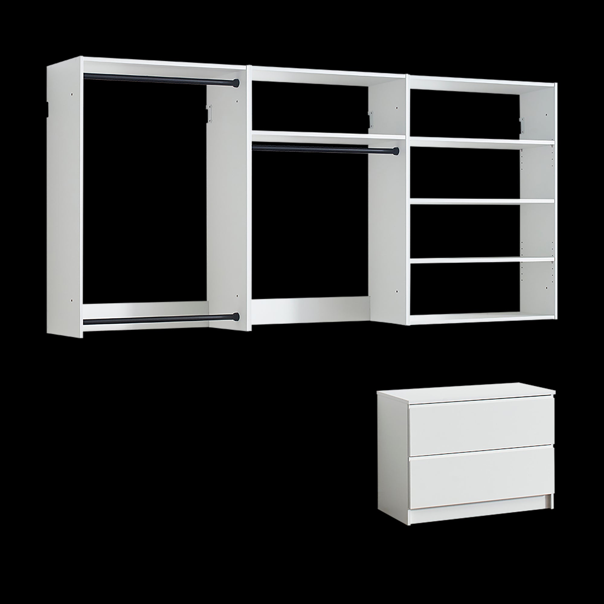 Wall Mounted Modular Closet System: White Oak Finish