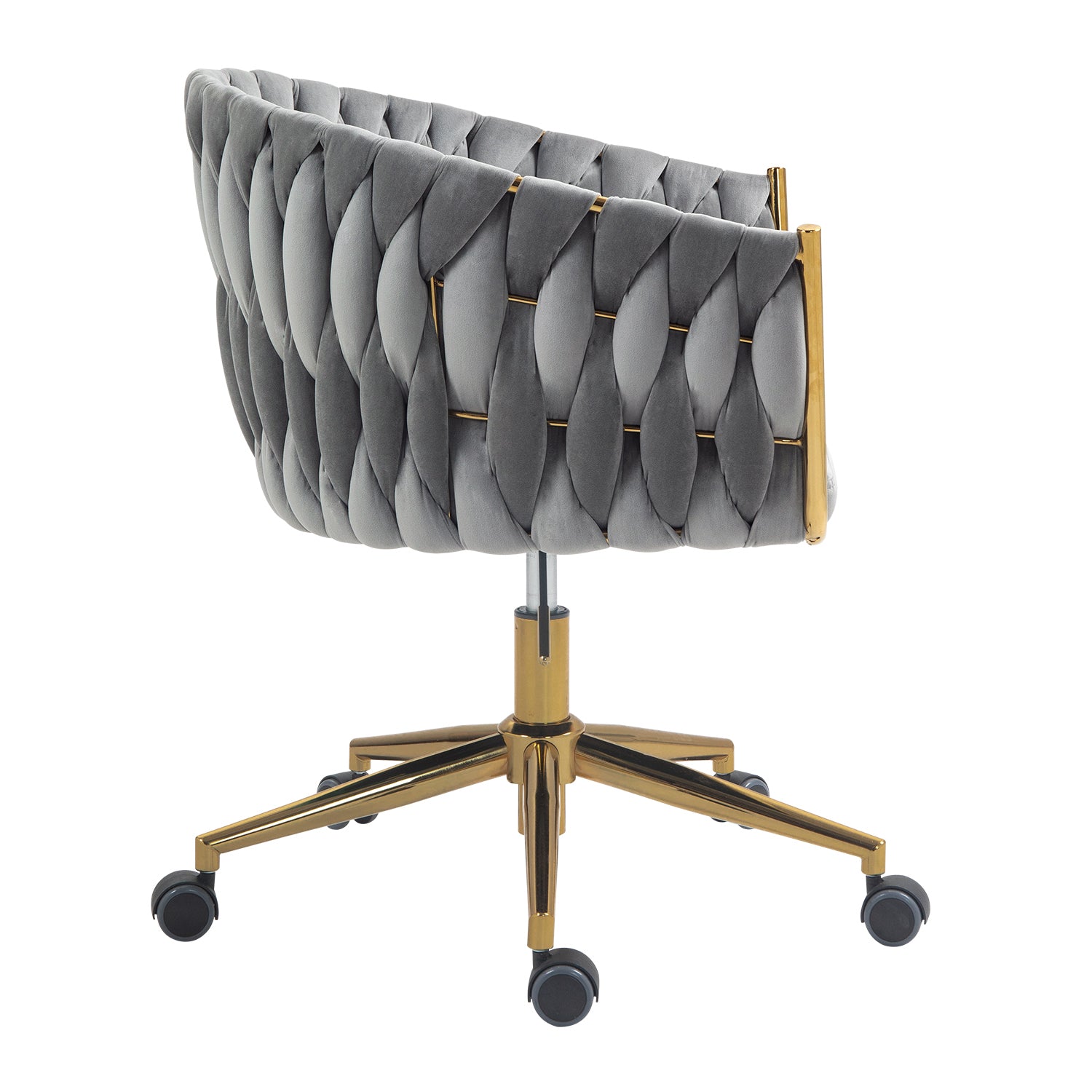 Modern Hand-Woven Office Chair with Wheels- Gray