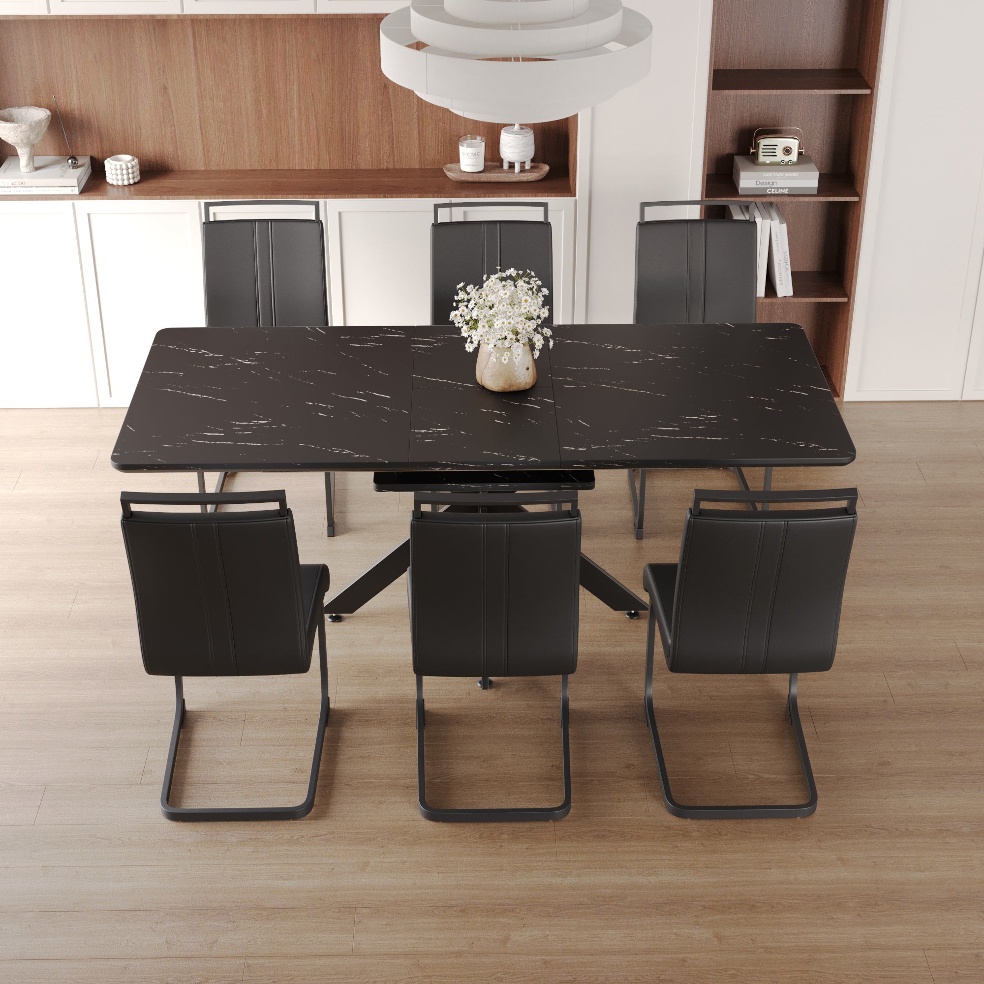 62" Extendable Dining Table Set for 6-8 People