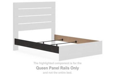 Dark gray queen panel rails with white side panels for bed frame