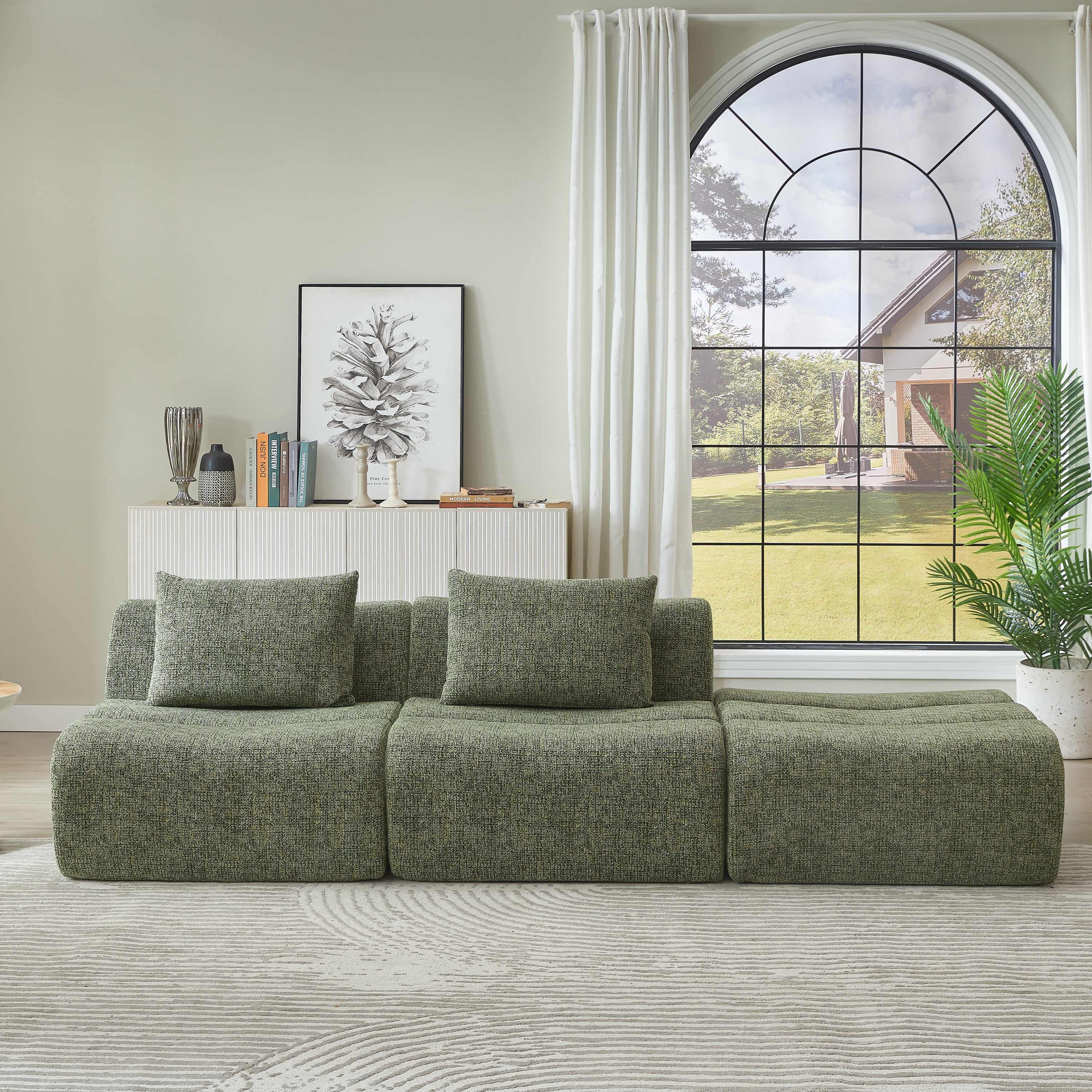 Compressed Oversized 3-Seater Chenille Sofa No Assembly