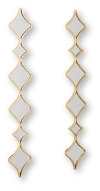 Gold accent mirror set of two tall mirrors with scalloped diamond frames and gray glass