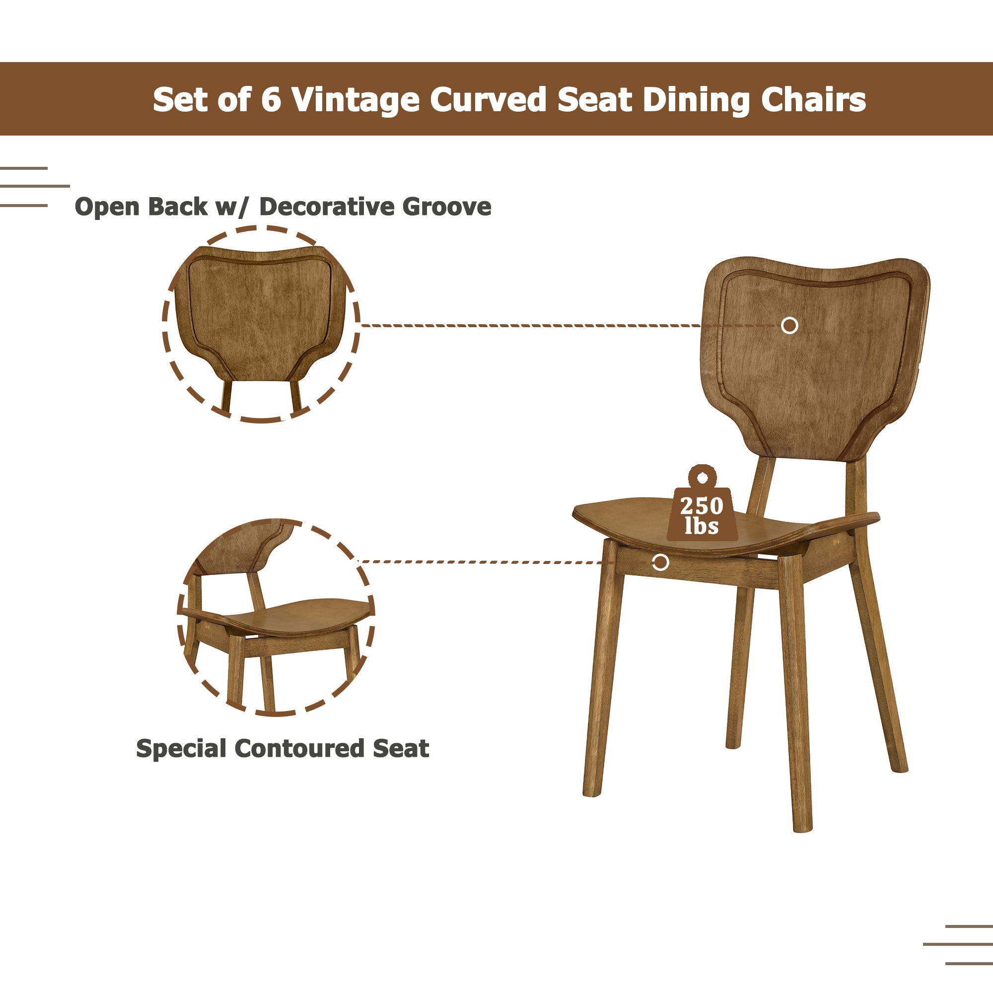 Vintage 7-Pc Dining Set, Brown