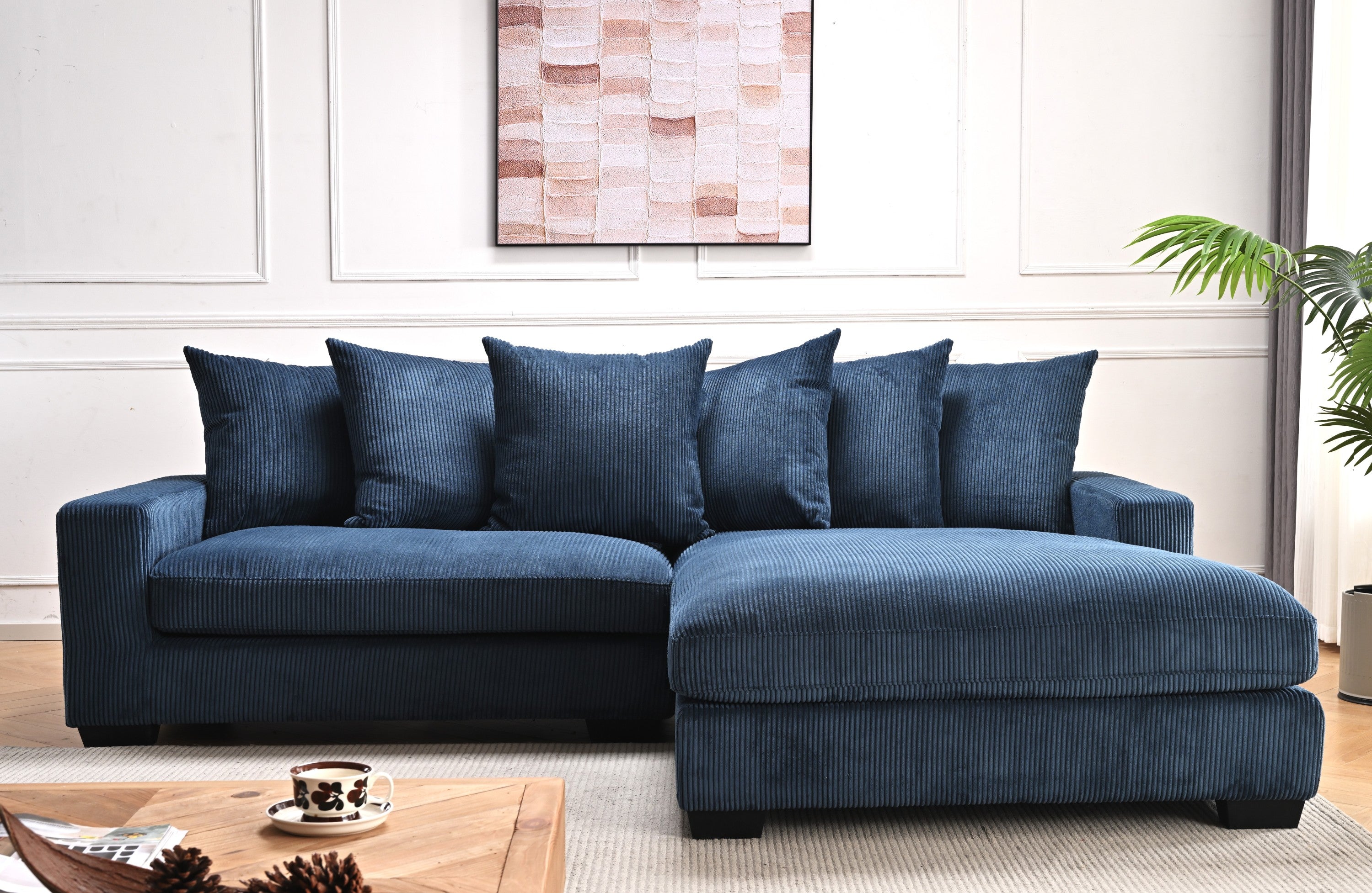 Luxe Oversized 2-Pc Sectional Sofa with Chaise - Blue