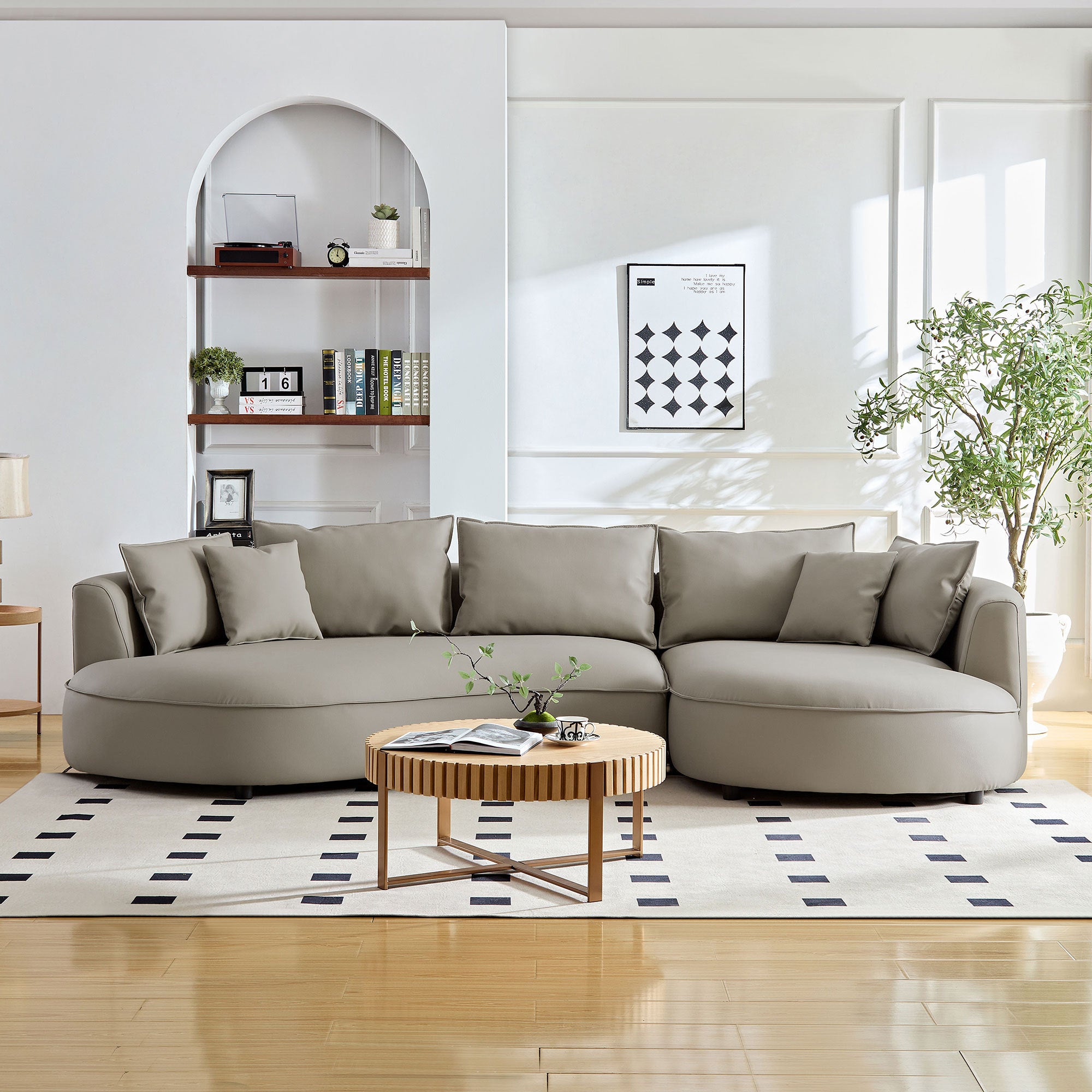Modern Curved Sectional Sofa | 5-Seat | Grey