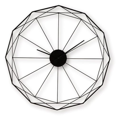 Arkthorne black geometric wall clock with angled metal frame and central dial with hands